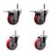 Service Caster 4'' Red Poly Wheel Swivel 7/16'' Stem Caster Set 2 Total Lock Brake, 4PK SCC-GRTTL20S414-PPUB-RED-716138-2-S2 - alternate 1